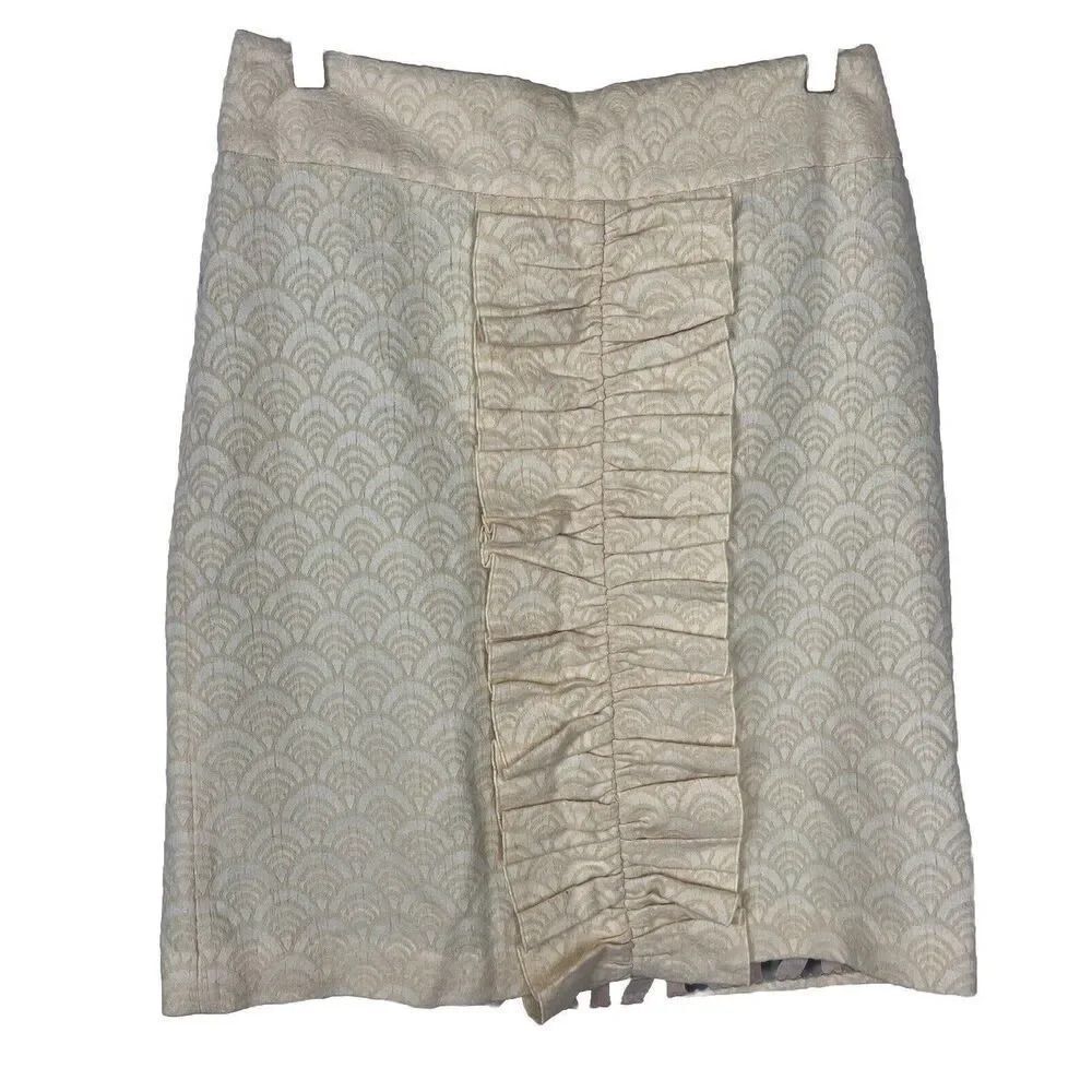 Anthropologie‎ Vintage Leifsdottir Yellow Wool Ruffle Skirt Women’s Size 8
